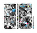 The Modern Black & White Abstract Tiled Design with Blue Accents Sectioned Skin Series for the Apple iPhone 6