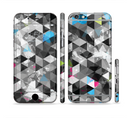 The Modern Black & White Abstract Tiled Design with Blue Accents Sectioned Skin Series for the Apple iPhone 6/6s Plus