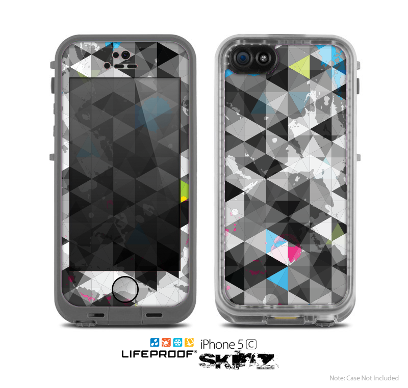 The Modern Black & White Abstract Tiled Design with Blue Accents Skin for the Apple iPhone 5c LifeProof Case