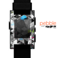 The Modern Black & White Abstract Tiled Design with Blue Accents Skin for the Pebble SmartWatch