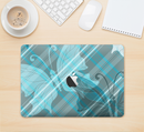 The Modern Blue Vintage Plaid Over Vector Butterflies Skin Kit for the 12" Apple MacBook (A1534)