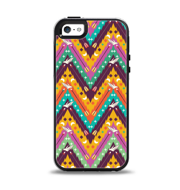 The Modern Colorful Abstract Chevron Design Apple iPhone 5-5s Otterbox Symmetry Case Skin Set