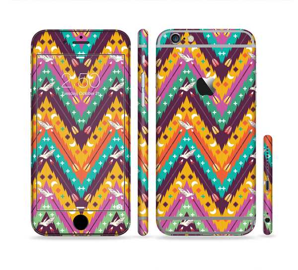 The Modern Colorful Abstract Chevron Design Sectioned Skin Series for the Apple iPhone 6