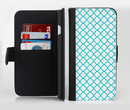 The Moracan Teal on White Ink-Fuzed Leather Folding Wallet Credit-Card Case for the Apple iPhone 6/6s, 6/6s Plus, 5/5s and 5c