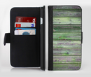The Mossy Green Wooden Planks Ink-Fuzed Leather Folding Wallet Credit-Card Case for the Apple iPhone 6/6s, 6/6s Plus, 5/5s and 5c
