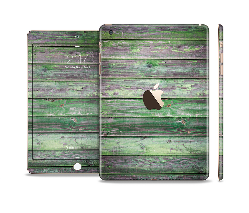 The Mossy Green Wooden Planks Full Body Skin Set for the Apple iPad Mini 3
