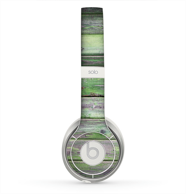 The Mossy Green Wooden Planks Skin for the Beats by Dre Solo 2 Headphones