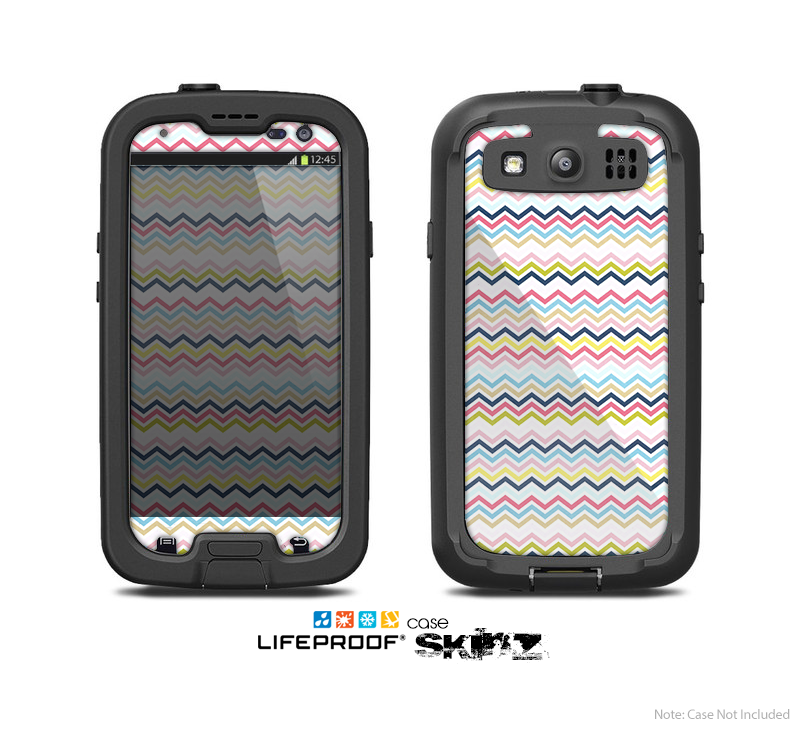 The Multi-Lined Chevron Color Pattern Skin For The Samsung Galaxy S3 LifeProof Case