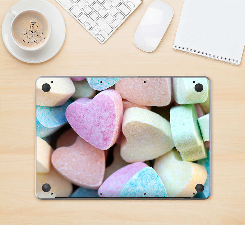 The Multicolored Candy Hearts Skin Kit for the 12" Apple MacBook (A1534)