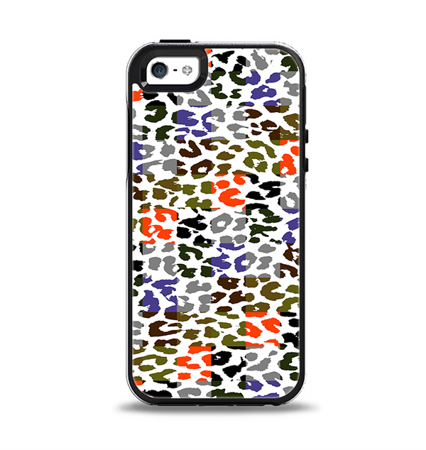 The Multicolored Leopard Vector Print Apple iPhone 5-5s Otterbox Symmetry Case Skin Set