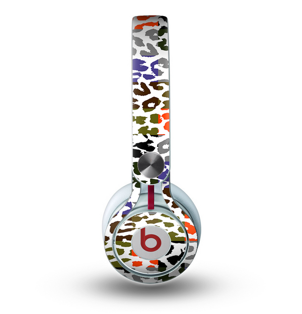 The Multicolored Leopard Vector Print Skin for the Beats by Dre Mixr Headphones