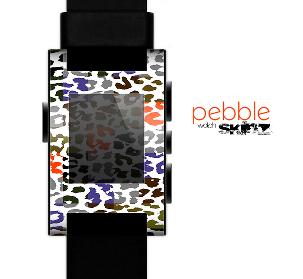 The Multicolored Leopard Vector Print Skin for the Pebble SmartWatch