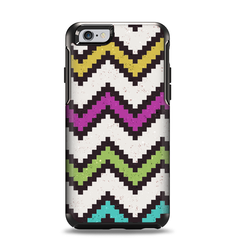 The Multicolored Pixelated ZigZag CHevron Pattern Apple iPhone 6 Otterbox Symmetry Case Skin Set