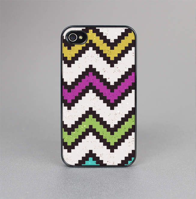 The Multicolored Pixelated ZigZag CHevron Pattern Skin-Sert for the Apple iPhone 4-4s Skin-Sert Case