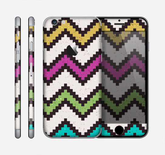 The Multicolored Pixelated ZigZag CHevron Pattern Skin for the Apple iPhone 6