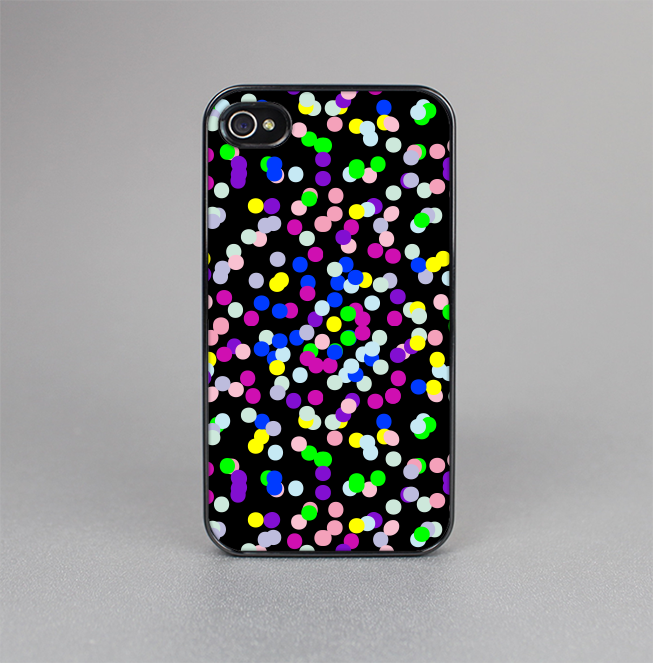The Multicolored Polka with Black Background Skin-Sert for the Apple iPhone 4-4s Skin-Sert Case
