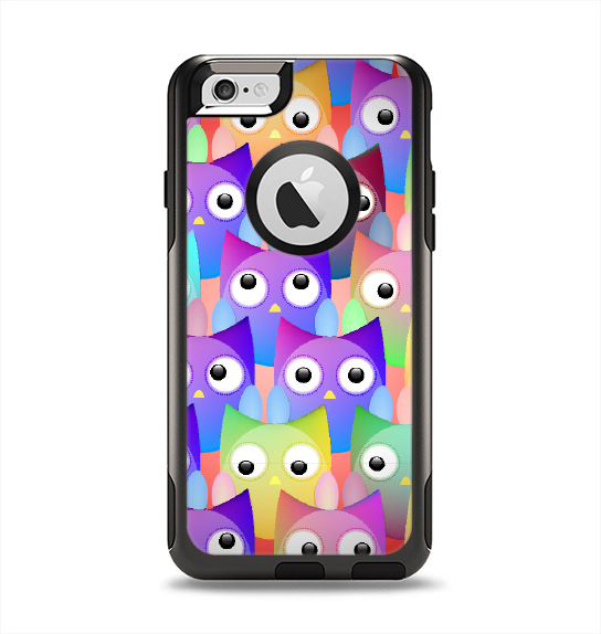 The Multicolored Shy Owls Pattern Apple iPhone 6 Otterbox Commuter Case Skin Set