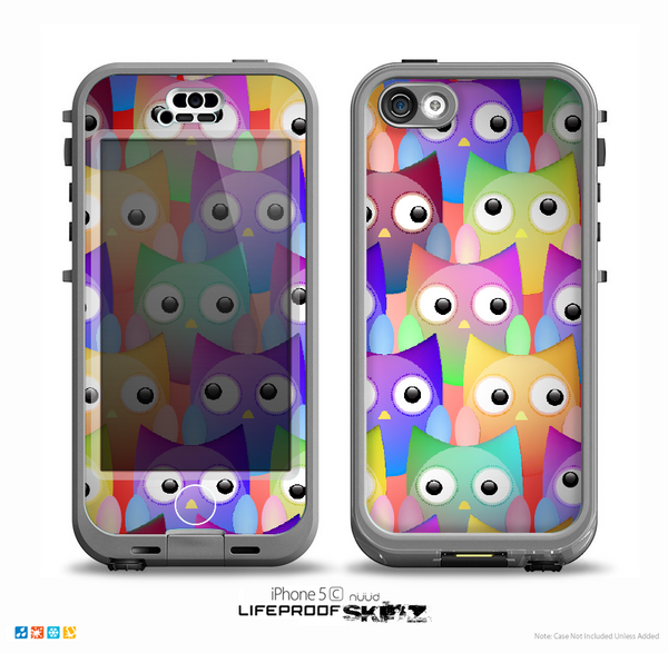 The Multicolored Shy Owls Pattern Skin for the iPhone 5c nüüd LifeProof Case