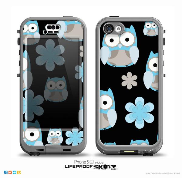 The Multicolored Shy Owls Pattern on Black Skin for the iPhone 5c nüüd LifeProof Case