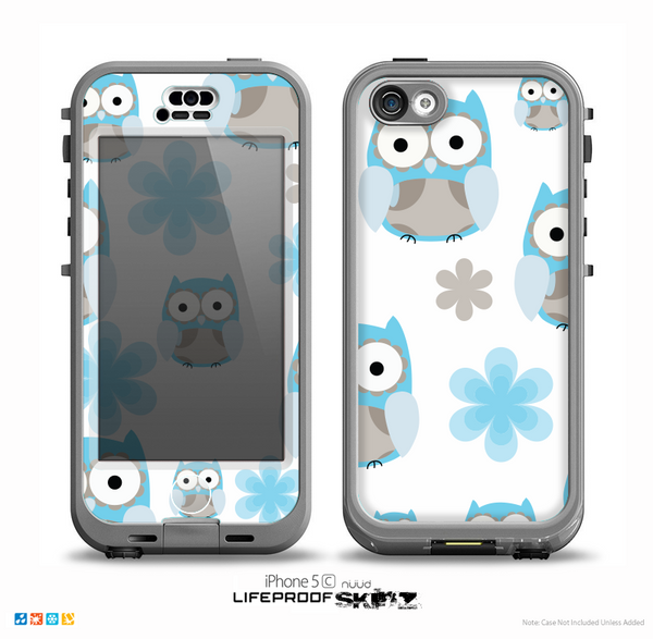The Multicolored Shy Owls Pattern on White Skin for the iPhone 5c nüüd LifeProof Case