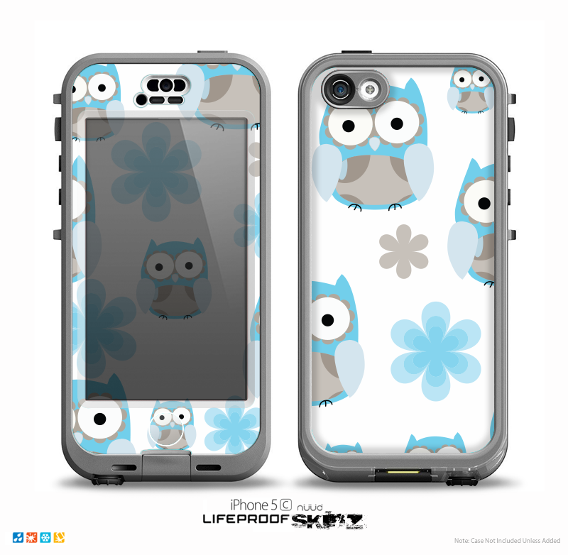 The Multicolored Shy Owls Pattern on White Skin for the iPhone 5c nüüd LifeProof Case