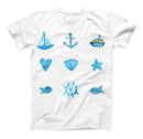 The Nautical Watercolor Pattern ink-Fuzed Unisex All Over Full-Printed Fitted Tee Shirt