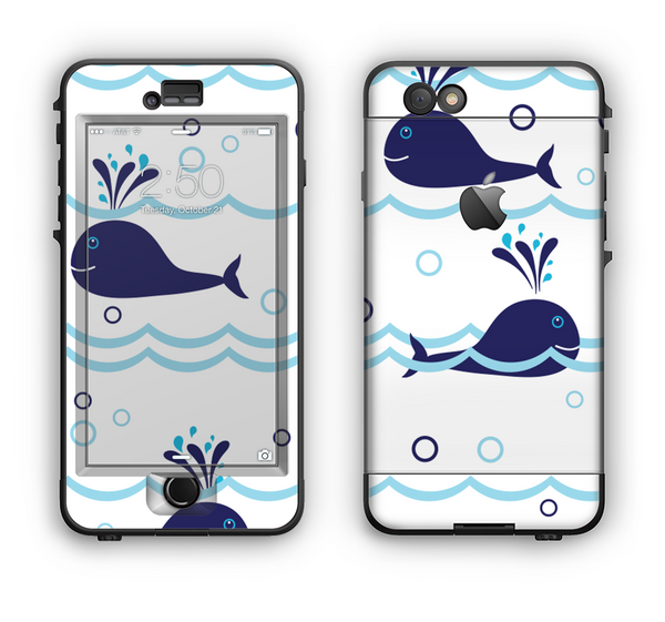 The Navy Blue Smiley Whales Apple iPhone 6 Plus LifeProof Nuud Case Skin Set