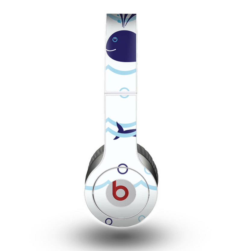 The Navy Blue Smiley Whales Skin for the Beats by Dre Original