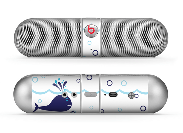 The Navy Blue Smiley Whales Skin for the Beats by Dre Pill Bluetooth Speaker