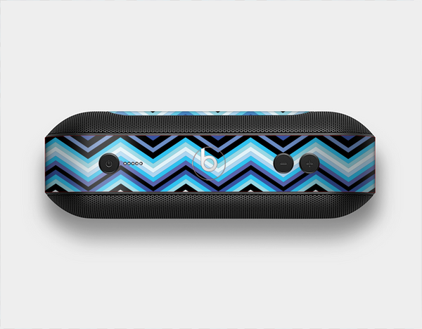 The Navy Blue Thin Lined Chevron Pattern V2 Skin Set for the Beats Pill Plus