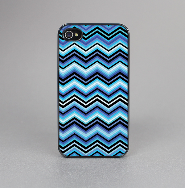 The Navy Blue Thin Lined Chevron Pattern V2 Skin-Sert for the Apple iPhone 4-4s Skin-Sert Case