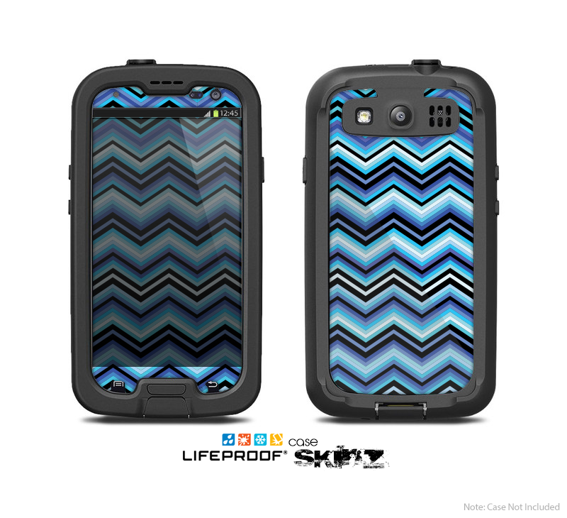 The Navy Blue Thin Lined Chevron Pattern V2 Skin For The Samsung Galaxy S3 LifeProof Case