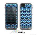 The Navy Blue Thin Lined Chevron Pattern V2 Skin for the Apple iPhone 5c LifeProof Case