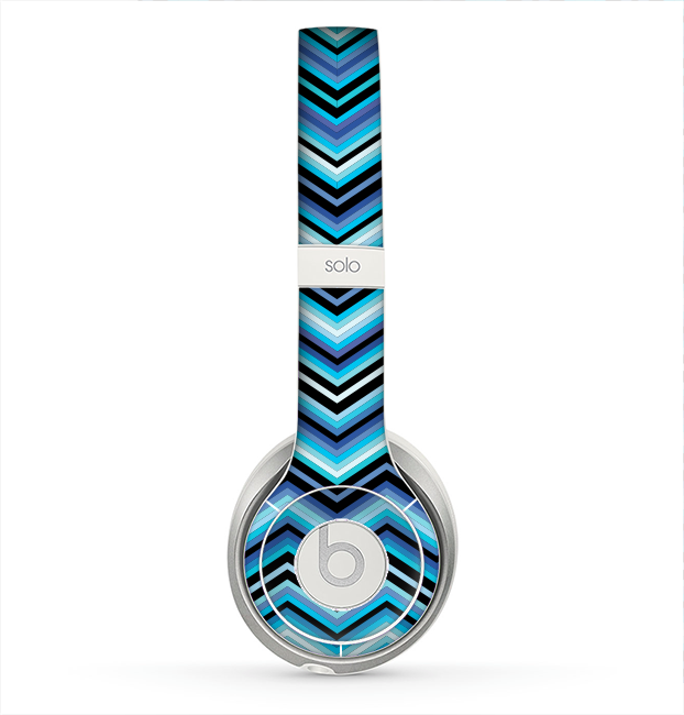 The Navy Blue Thin Lined Chevron Pattern V2 Skin for the Beats by Dre Solo 2 Headphones