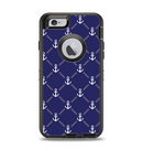 The Navy Blue & White Seamless Anchor Pattern Apple iPhone 6 Otterbox Defender Case Skin Set