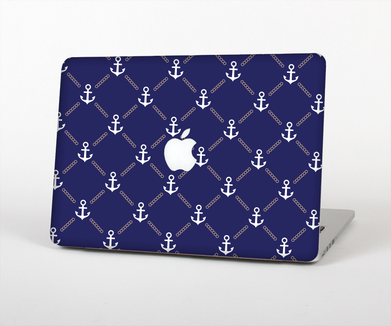 The Navy Blue & White Seamless Anchor Pattern Skin for the Apple MacBook Pro Retina 15"