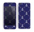 The Navy Blue & White Seamless Anchor Pattern Skin for the Apple iPhone 5c