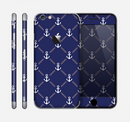The Navy Blue & White Seamless Anchor Pattern Skin for the Apple iPhone 6