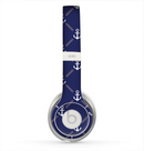 The Navy Blue & White Seamless Anchor Pattern Skin for the Beats by Dre Solo 2 Headphones
