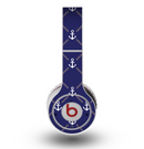 The Navy Blue & White Seamless Anchor Pattern Skin for the Original Beats by Dre Wireless Headphones