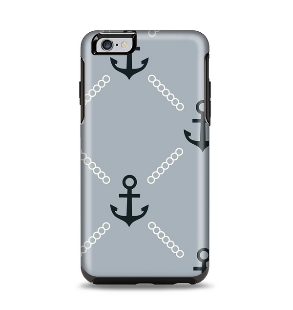 The Navy & Gray Vintage Solid Color Anchor Linked Apple iPhone 6 Plus Otterbox Symmetry Case Skin Set