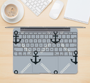 The Navy & Gray Vintage Solid Color Anchor Linked Skin Kit for the 12" Apple MacBook (A1534)