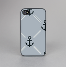 The Navy & Gray Vintage Solid Color Anchor Linked Skin-Sert for the Apple iPhone 4-4s Skin-Sert Case