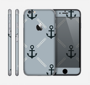 The Navy & Gray Vintage Solid Color Anchor Linked Skin for the Apple iPhone 6