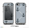 The Navy & Gray Vintage Solid Color Anchor Linked Skin for the iPhone 5c nüüd LifeProof Case