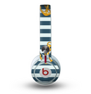 The Navy Striped with Gold Anchors Skin for the Beats by Dre Mixr Headphones