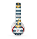 The Navy Striped with Gold Anchors Skin for the Beats by Dre Studio (2013+ Version) Headphones