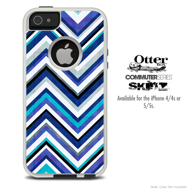 The Vibrant Blue Sharp Chevron Skin For The iPhone 4-4s or 5-5s Otterbox Commuter Case