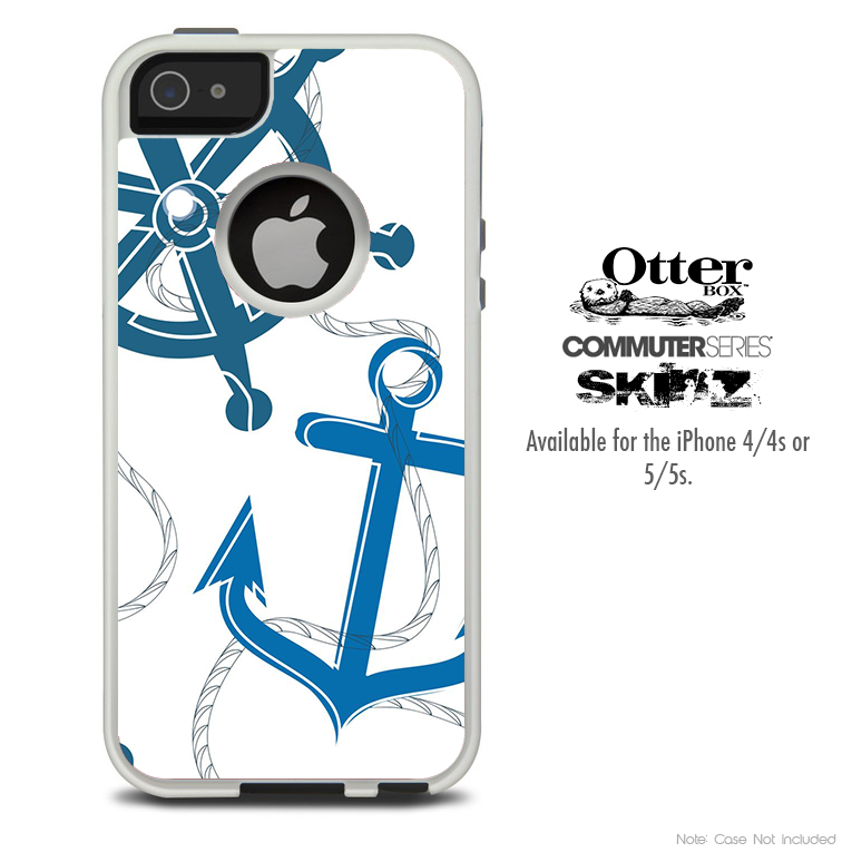 The Navy & White Nautica Skin For The iPhone 4-4s or 5-5s Otterbox Commuter Case