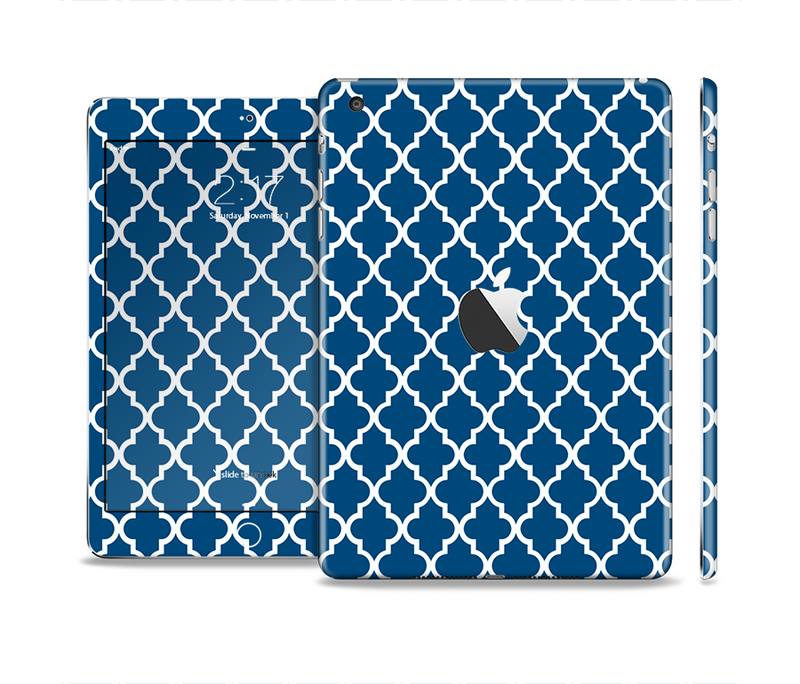 The Navy & White Seamless Morocan Pattern Skin Set for the Apple iPad Mini 4